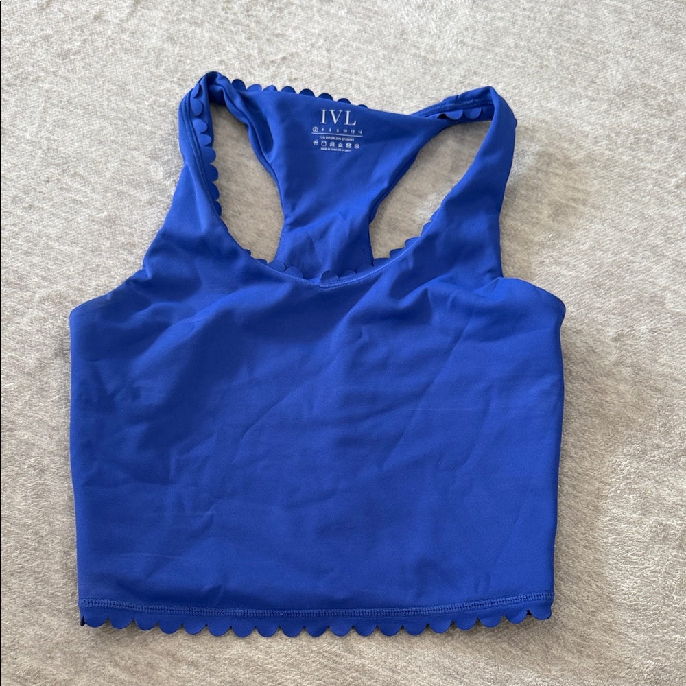 IVL Royal Blue Scalloped Racerback Crop Top